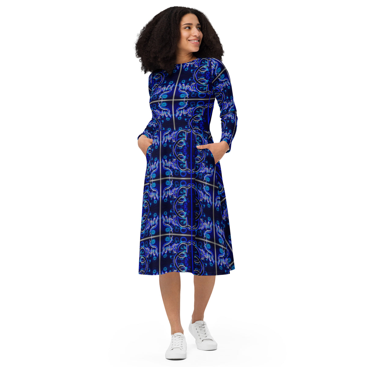 Dimvy Cross walk long sleeve midi dress