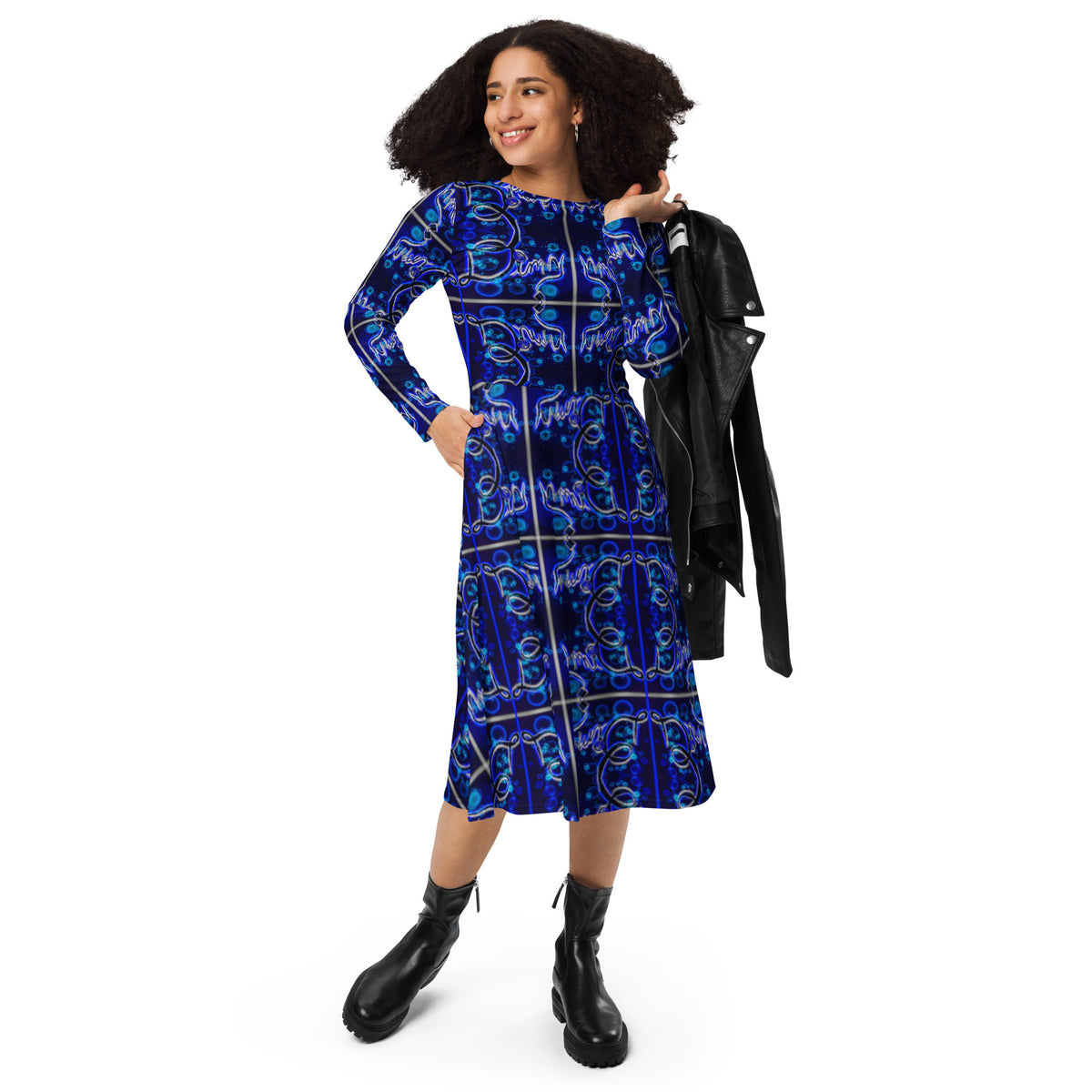 Dimvy Cross walk long sleeve midi dress