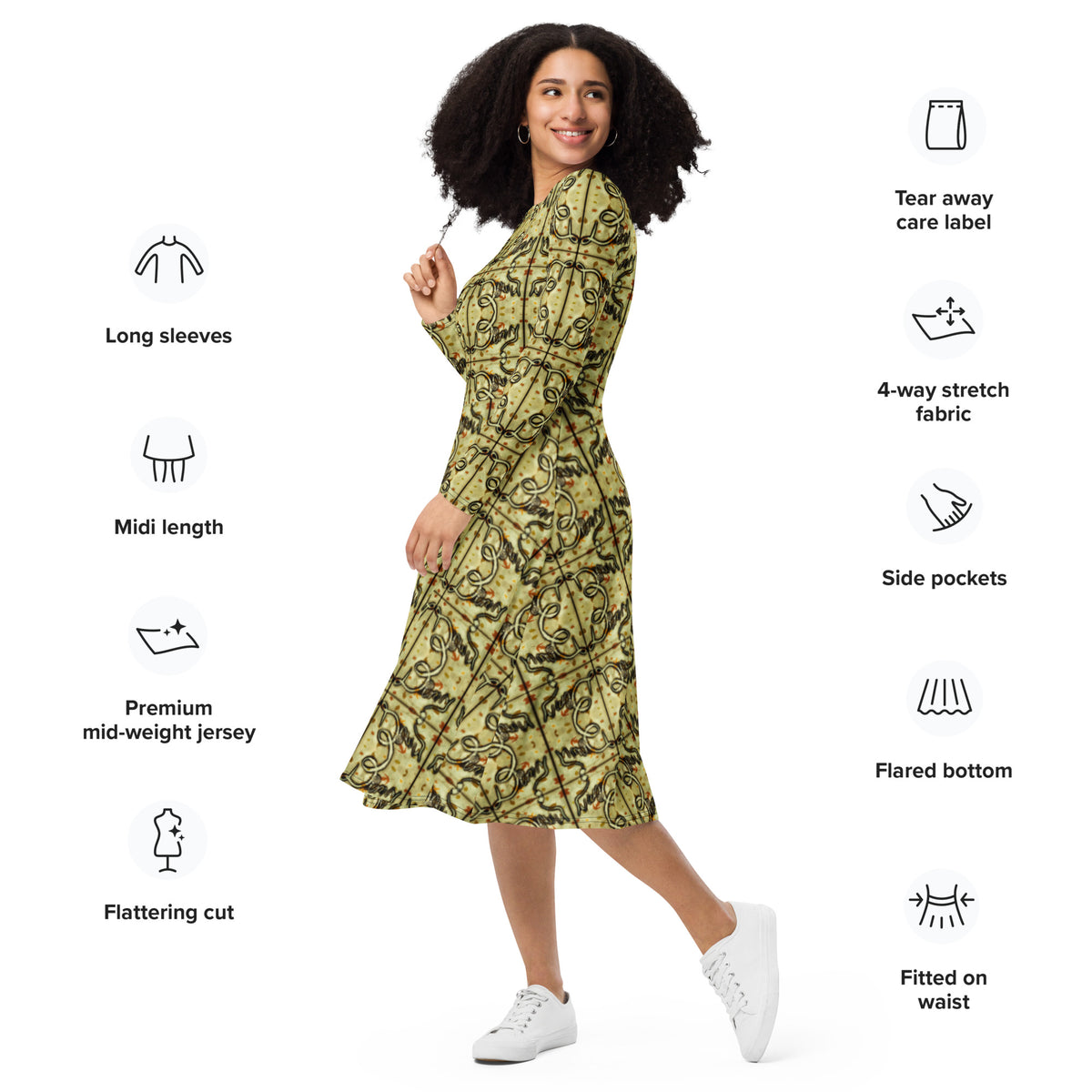 Dimvy Autumn long sleeve midi dress