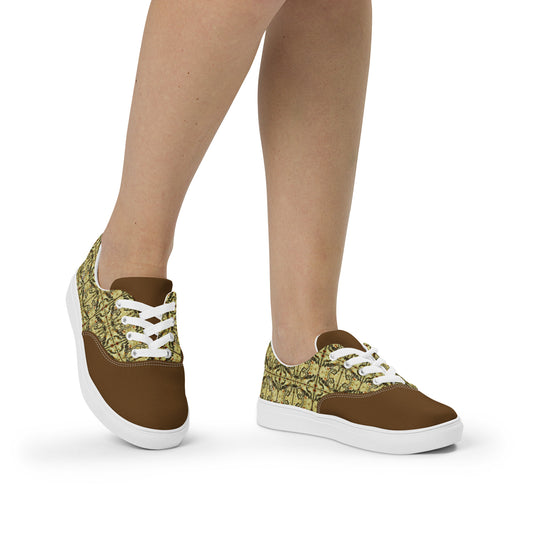 Dimvy chocolate Women’s lace-up canvas shoes